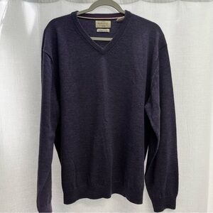 WEATHERPROOF Vintage Mens 100% Merino Wool Purple V Neck Sweater XL